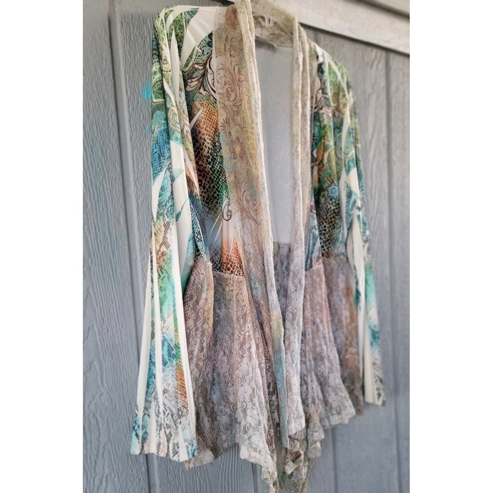 Whimsy Fairy COVER CHARGE Open Waterfall Front Pastel‎ Ombre Lace Cardigan SZ 1X